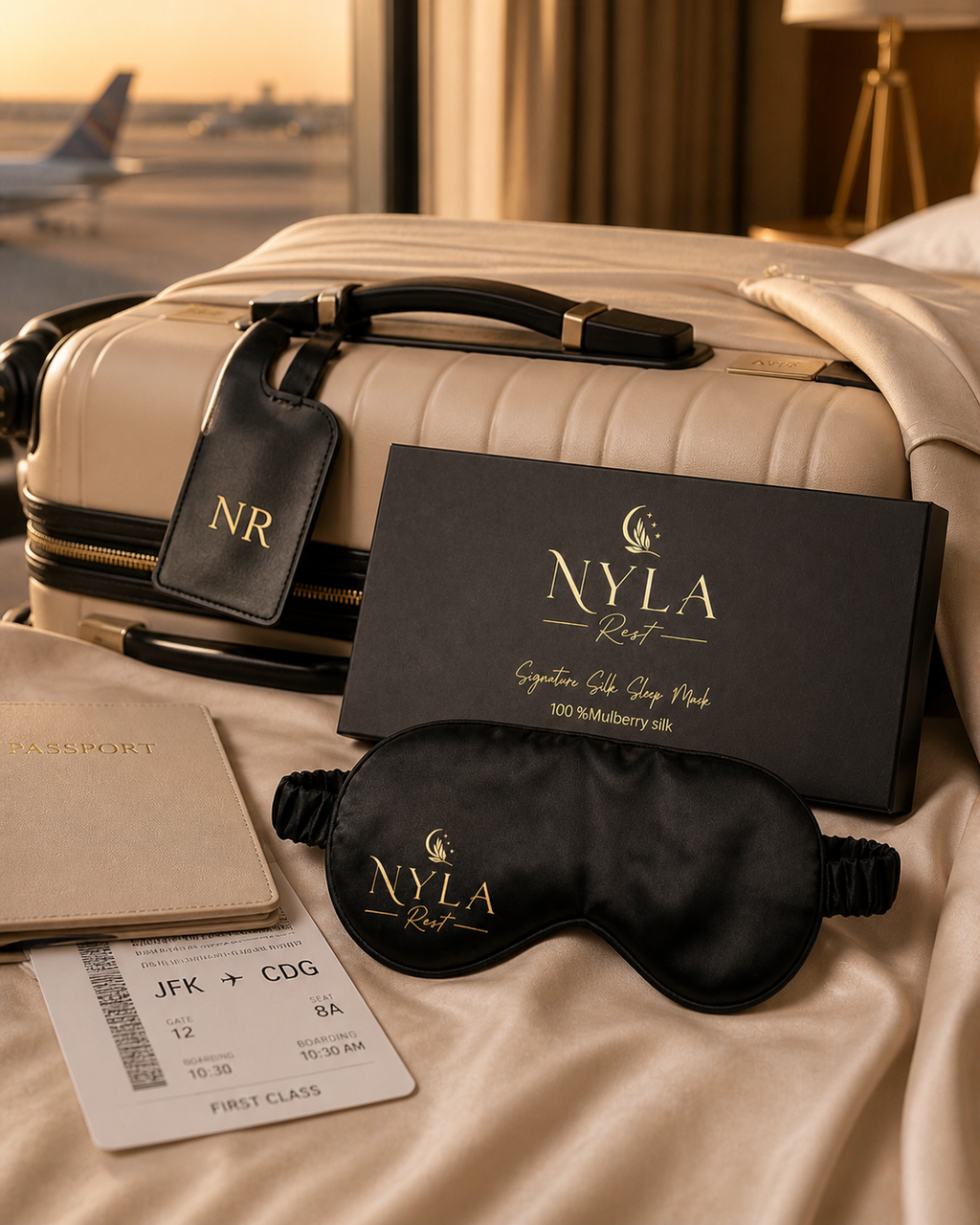 Nyla Rest silk sleep mask for travelling