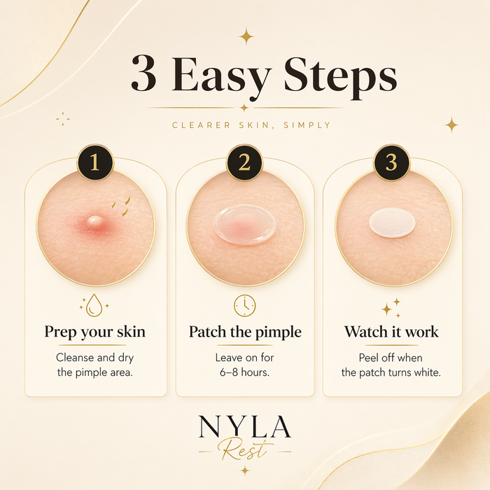 Nyla Rest Hydrocolloid Pimple Patches step-by-step application guide