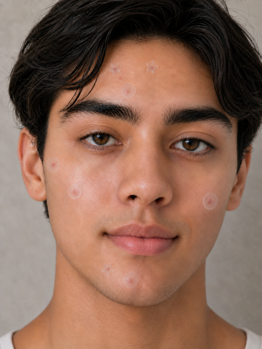 Close-up of a person with blemish who has nyla rest acne stickers on.
